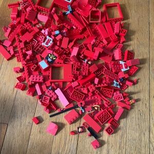 Vintage Mixed Lot Red Legos and Mega Blocks